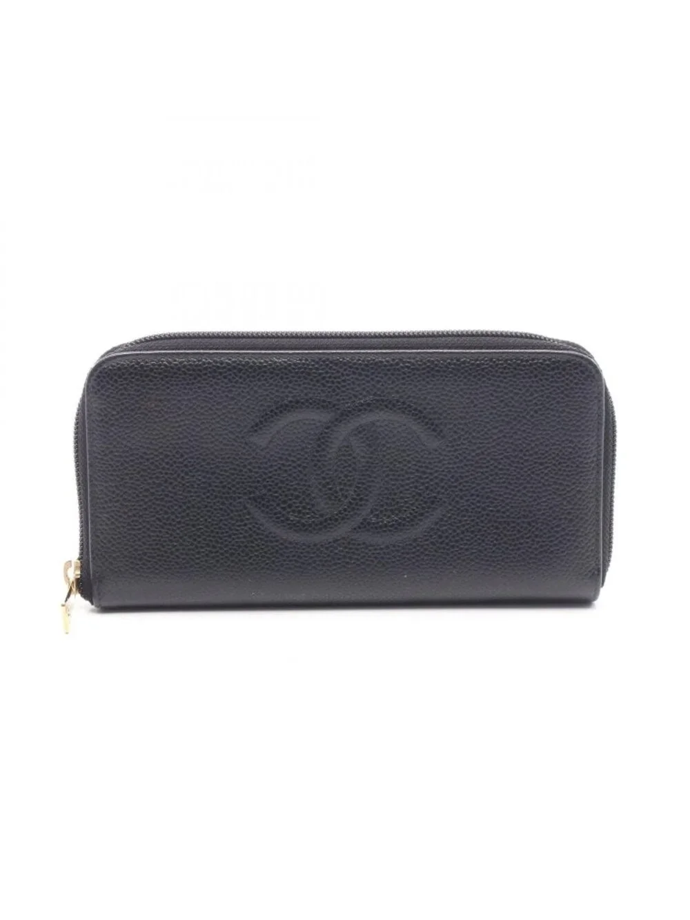 Chanel Round Wallet CC Logo Black Caviar Leather